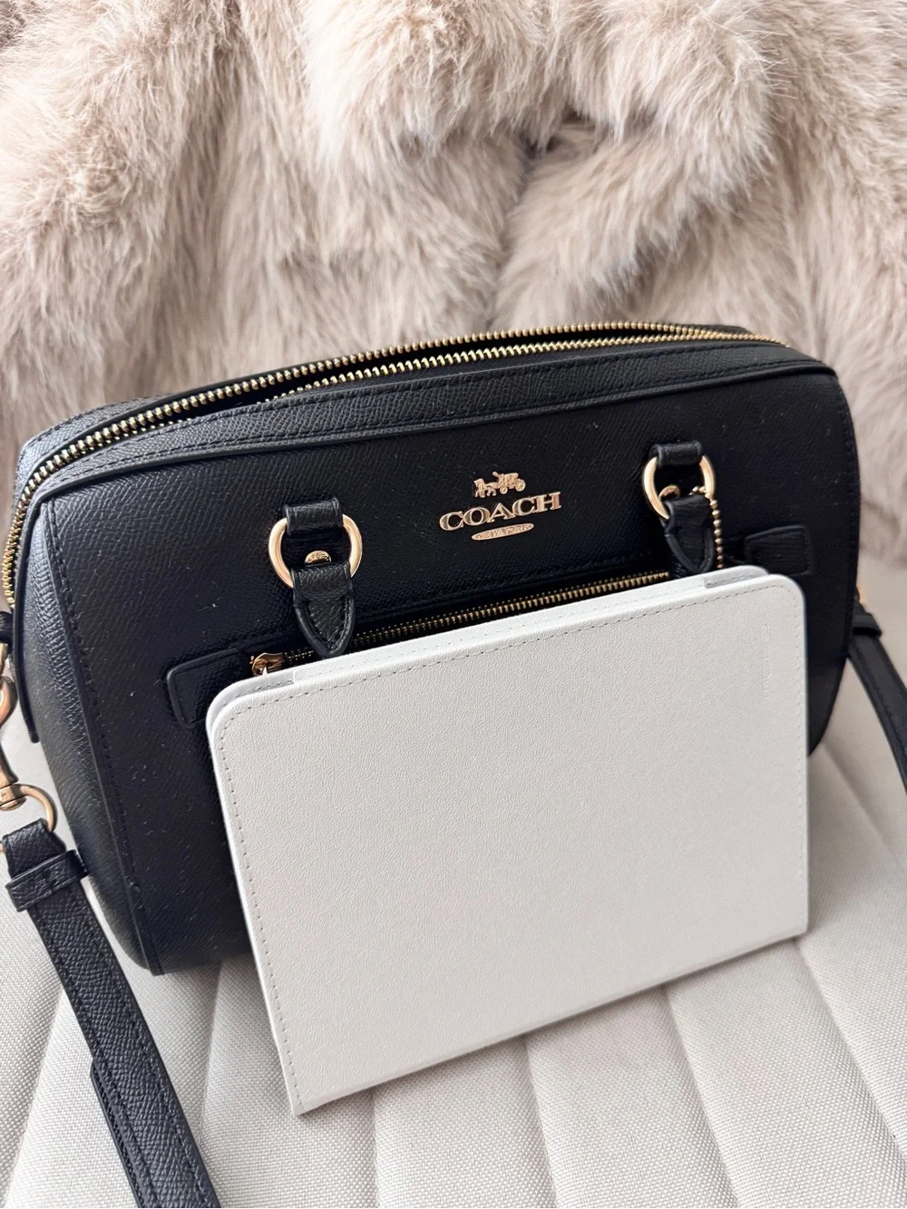 Coach Rowan Satchel Black with Gold Hardware